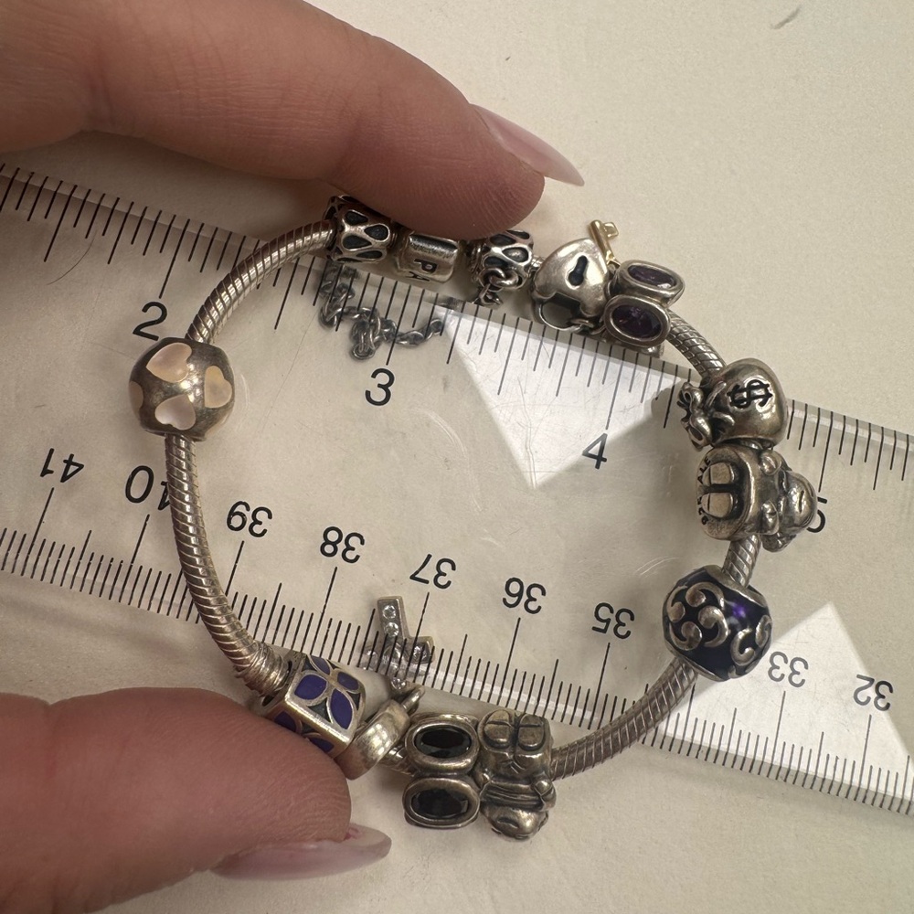 Authentic Vintage Sterling Silver PANDORA Charm Bracelet 6.5" Wrist 52.2g - Picture 11 of 16